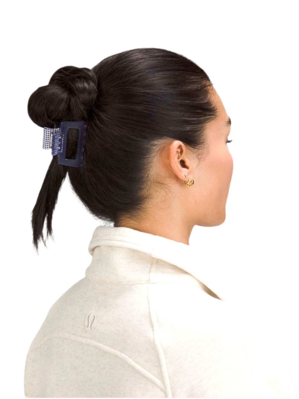 Lululemon Athletica Blue Check Acrylic Hair Clip NWT - Picture 5 of 7